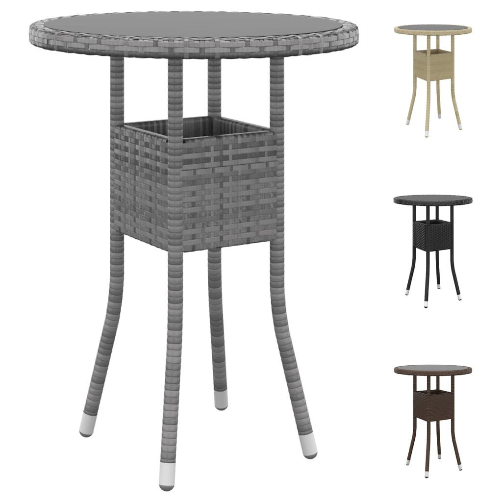 vidaXL Dinner Table Round Patio Dining Table Tempered Glass and Poly Rattan-5