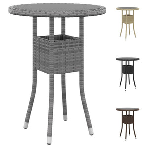 vidaXL Dinner Table Round Patio Dining Table Tempered Glass and Poly Rattan-5