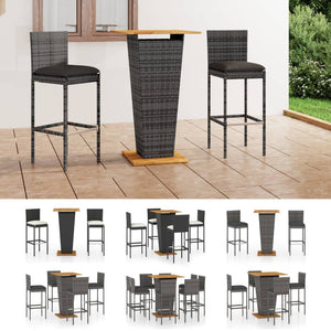 vidaXL Patio Bar Set Seating 3/5/9 Piece Black/Gray 23.6"/31.5" Table Length-29