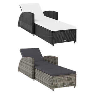 vidaXL Patio Lounge Chair Outdoor Sunbed Sunlounger with Cushion Poly Rattan-6