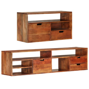 vidaXL TV Stand TV Unit Sideboard TV Console Media Unit Solid Acacia Wood-6