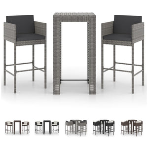 vidaXL Patio Bar Set Outdoor Bistro Set Bar Stool Bistro Table Poly Rattan-43