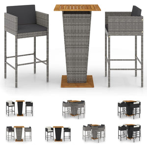 vidaXL Patio Bar Set Outdoor Bistro Set Bar Stool Bistro Table Poly Rattan-12