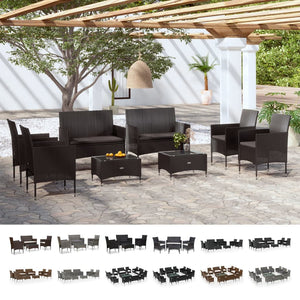 vidaXL Patio Lounge Set Outdoor Sectional Sofa Set Garden Loveseat Poly Rattan-22