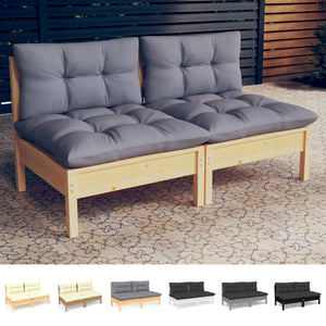 vidaXL Solid Wood Pine 2-Seater Patio Sofa with Cushions Seat Multi Colors-12