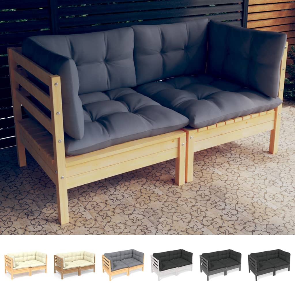 vidaXL Solid Wood Pine 2-Seater Patio Sofa with Cushions Seat Multi Colors-11