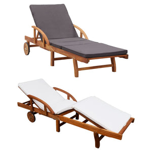 vidaXL Patio Lounge Chair Outdoor Sunlounger with Cushion Solid Acacia Wood-1