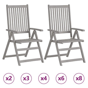 vidaXL Outdoor Recliner Chairs Patio Reclining Chair Gray Solid Wood Acacia-20