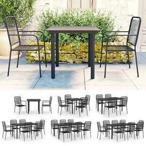 vidaXL Patio Dining Set Black Glass and Steel Seat 3/5/7/9 Piece Multi Sizes-42