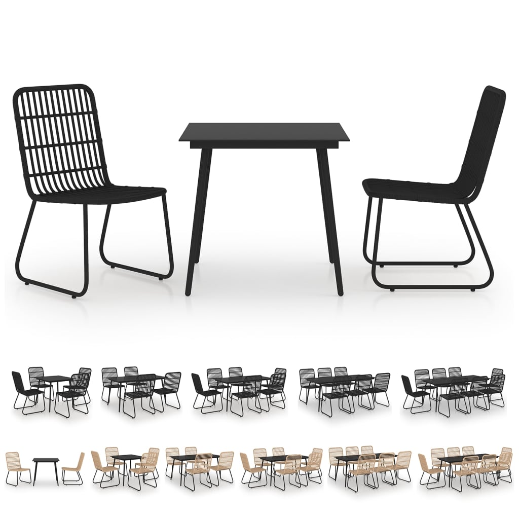 vidaXL Patio Dining Set Seat Black/Oak and Black 3/5/7/9 Piece Multi Sizes-53