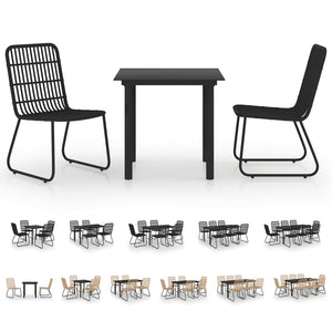 vidaXL Patio Dining Set Seat Black/Oak and Black 3/5/7/9 Piece Multi Sizes-49