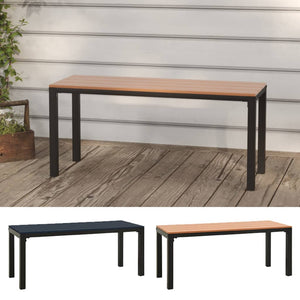 vidaXL Outdoor Patio Bench Garden Park Bench with Steel Frame Steel and WPC-10