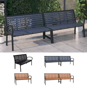 vidaXL Outdoor Patio Bench Garden Park Bench for Backyard Deck Steel and WPC-1