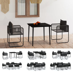 vidaXL Patio Dining Set Black Outdoor Furniture 3/5/7/9 Piece Multi Sizes-9