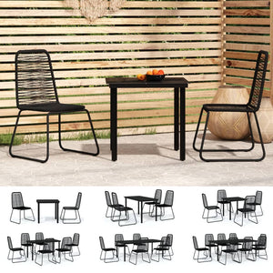 vidaXL Patio Dining Set Outdoor Dining Set Garden Table and Chair Set Black-7