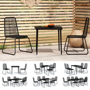 vidaXL Patio Dining Set Outdoor Dining Set Garden Table and Chair Set Black-5