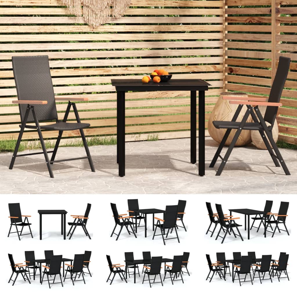 vidaXL Patio Dining Set Outdoor Dining Set Garden Table and Chair Set Black-6