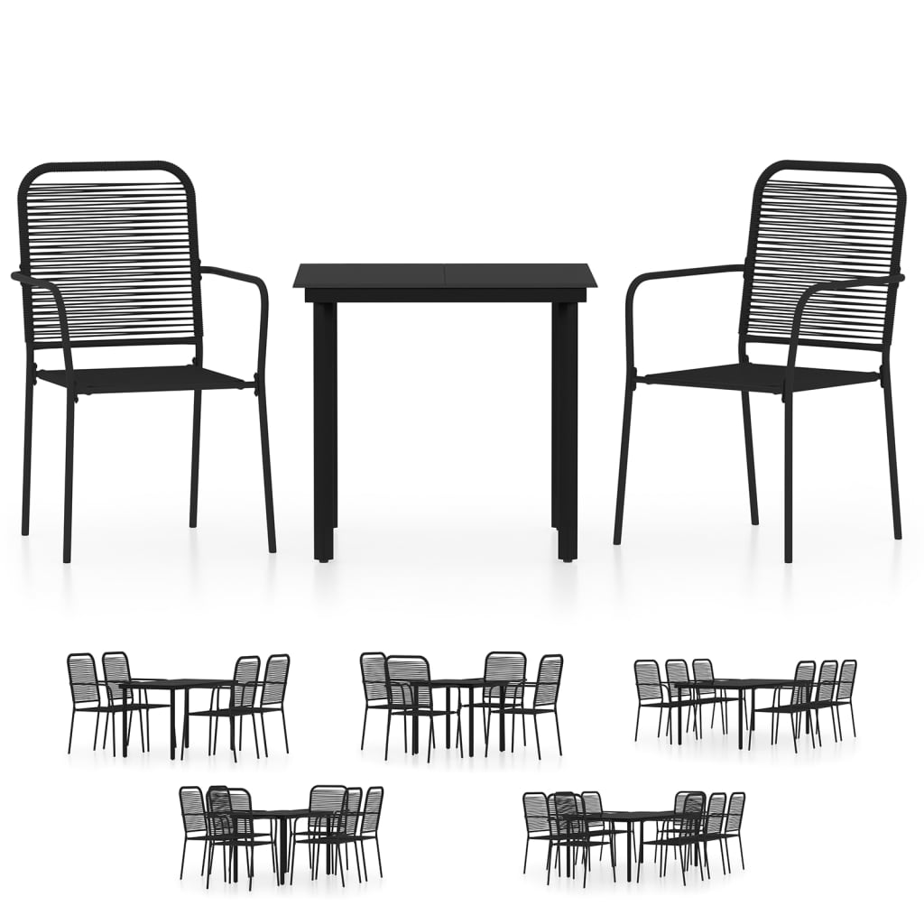 vidaXL Patio Dining Set Outdoor Dining Set Garden Table and Chair Set Black-7