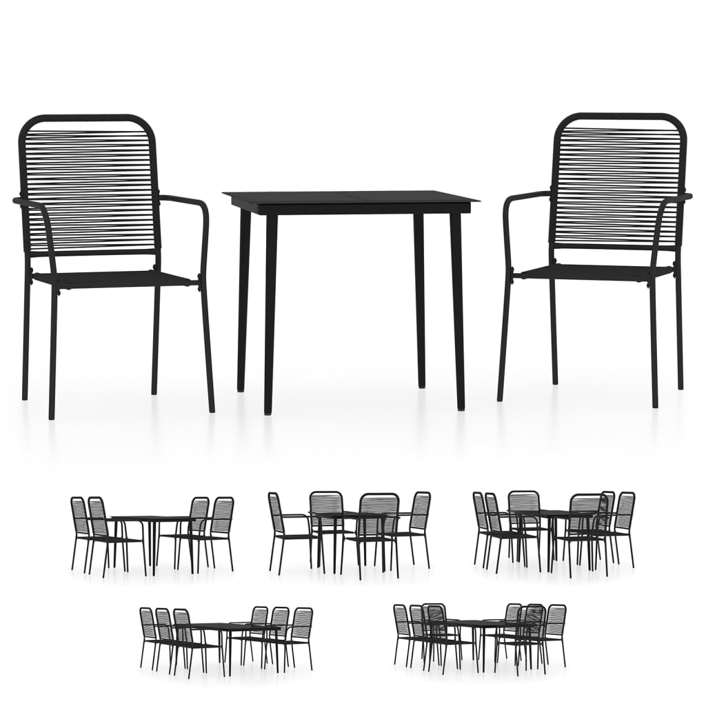 vidaXL Patio Dining Set Outdoor Dining Set Garden Table and Chair Set Black-56