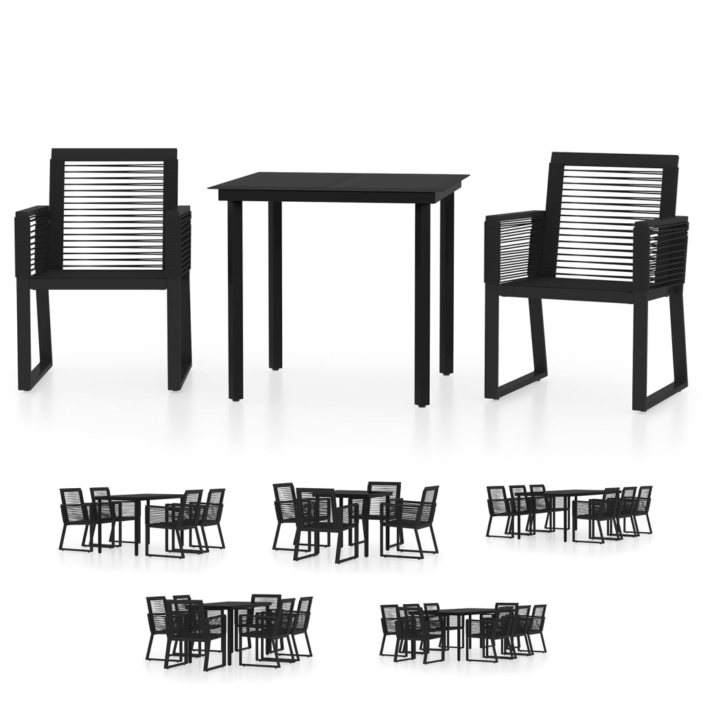 vidaXL Patio Dining Set Black Garden Outdoor Seating 3/5/7/9 Piece Multi Sizes-11