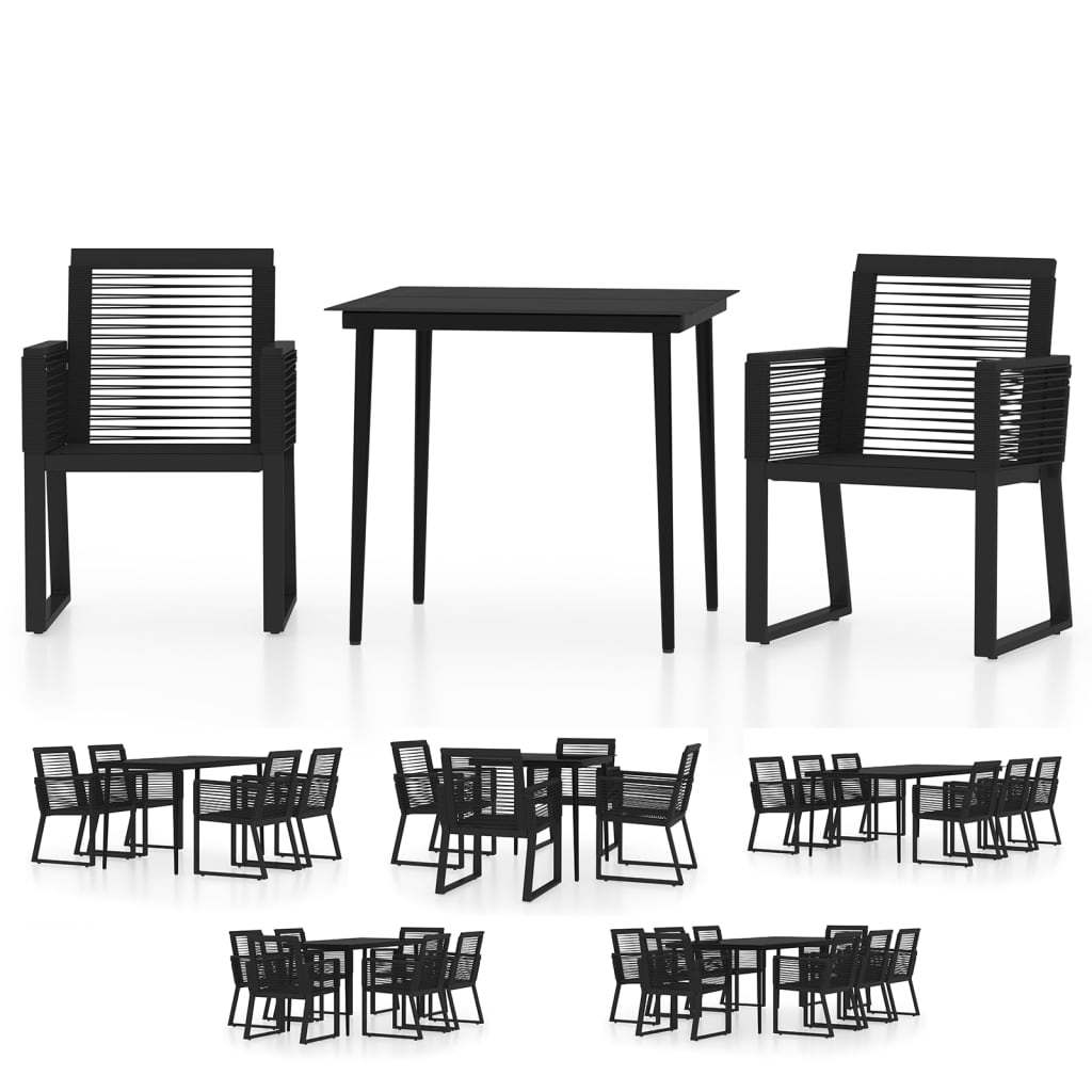 vidaXL Patio Dining Set Black Garden Outdoor Seating 3/5/7/9 Piece Multi Sizes-9