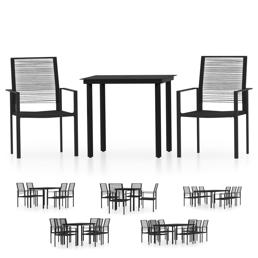 vidaXL Patio Dining Set Black Furniture 3/5/7 Piece 31.5"/55.1" Table Length-8