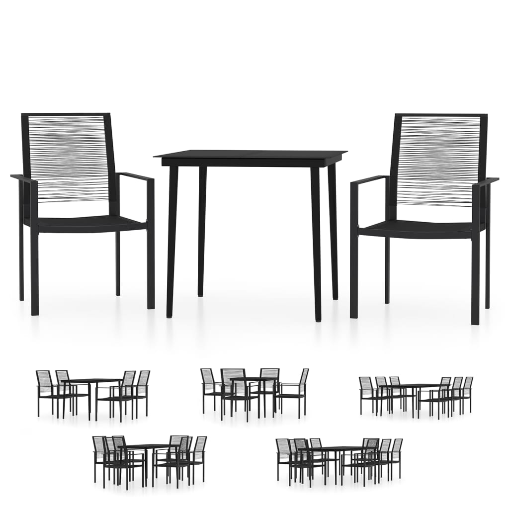 vidaXL Patio Dining Set Black Furniture 3/5/7 Piece 31.5"/55.1" Table Length-5