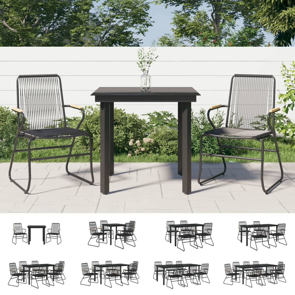 vidaXL 5 Piece Patio Dining Set Black PVC Rattan-51