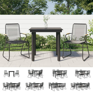 vidaXL 5 Piece Patio Dining Set Black PVC Rattan-51