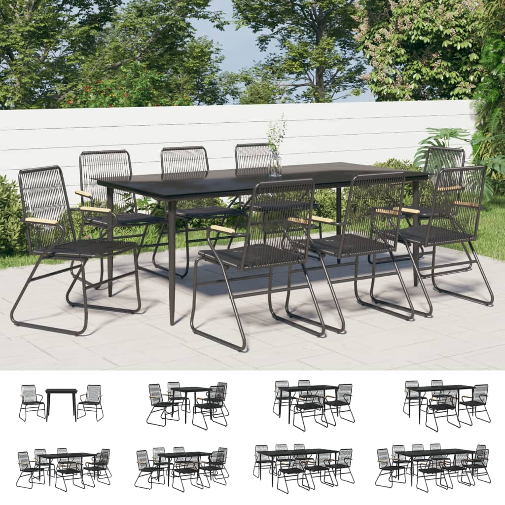 vidaXL 5 Piece Patio Dining Set Black PVC Rattan-4