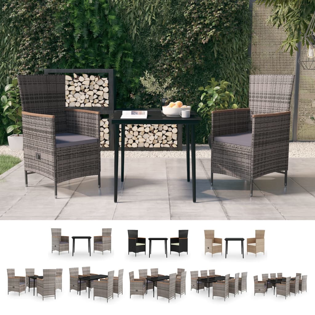 vidaXL Patio Dining Set 3/5/7 Piece Multi Colors 31.5"/55.1" Table Length-4