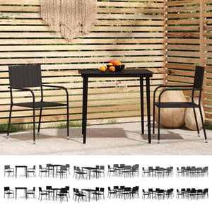 vidaXL Patio Dining Set Chair 3/5/7 Piece Black/Gray 31.5"/55.1" Table Length-3