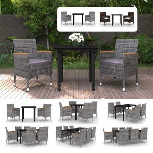 vidaXL Patio Dining Set Outdoor Table and Chair Set Poly Rattan and Glass-1