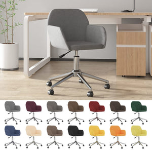 vidaXL Swivel Office Chair Home Office Desk Chair with Wheels and Arms Fabric-17