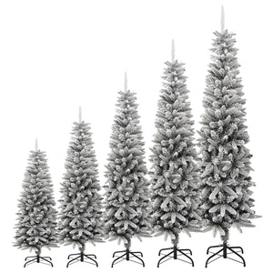 vidaXL Christmas Tree Slim Artificial Xmas Tree with Flocked Snow PVC and PE-5