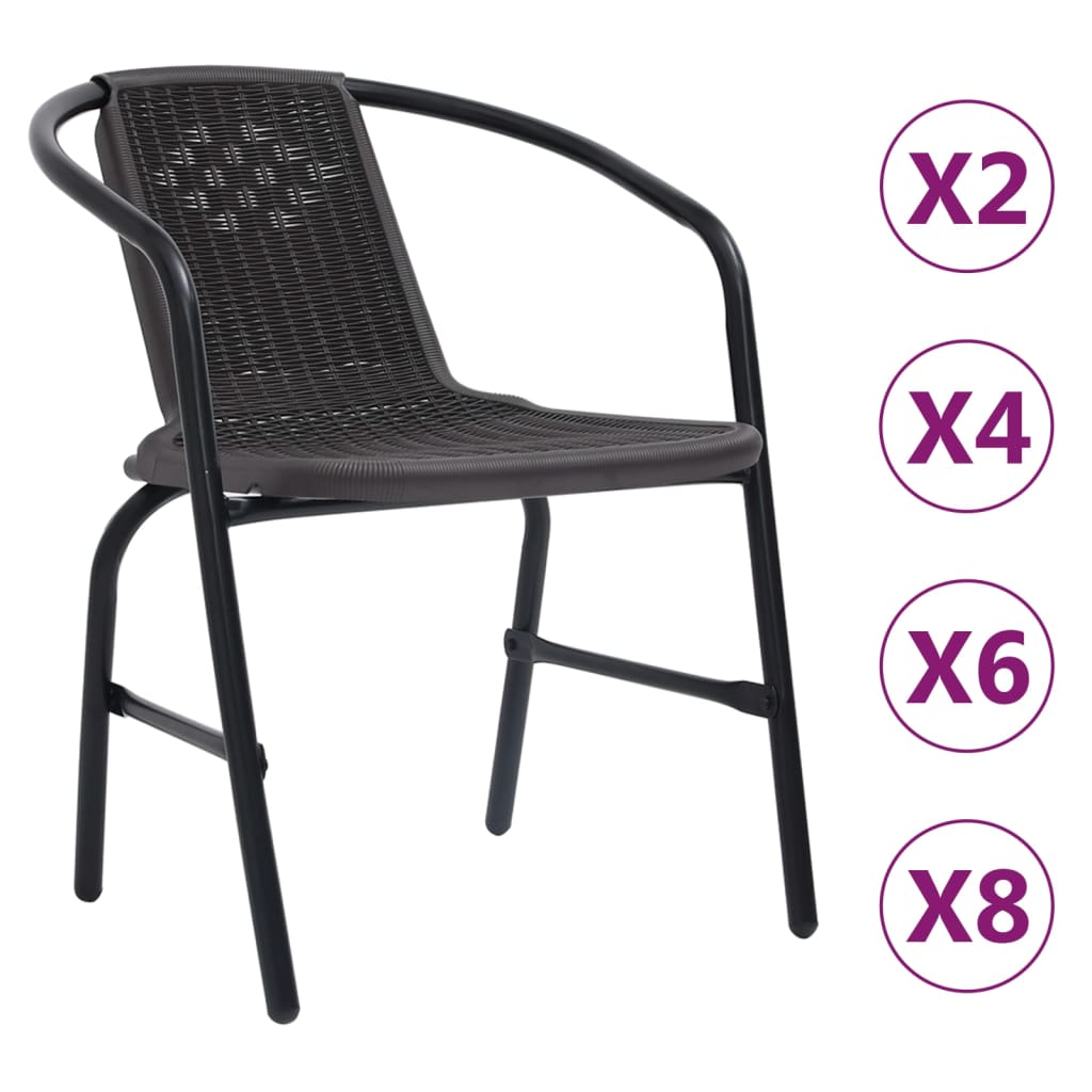 vidaXL Rattan Dining Chairs Stack Chair Plastic Rattan and Steel 242.5 lb-25