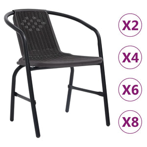 vidaXL Rattan Dining Chairs Stack Chair Plastic Rattan and Steel 242.5 lb-25