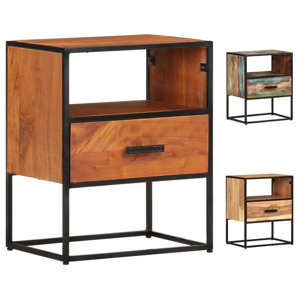 vidaXL Nightstand Storage Bedside Table for Home Bedroom Solid Wood Acacia-3