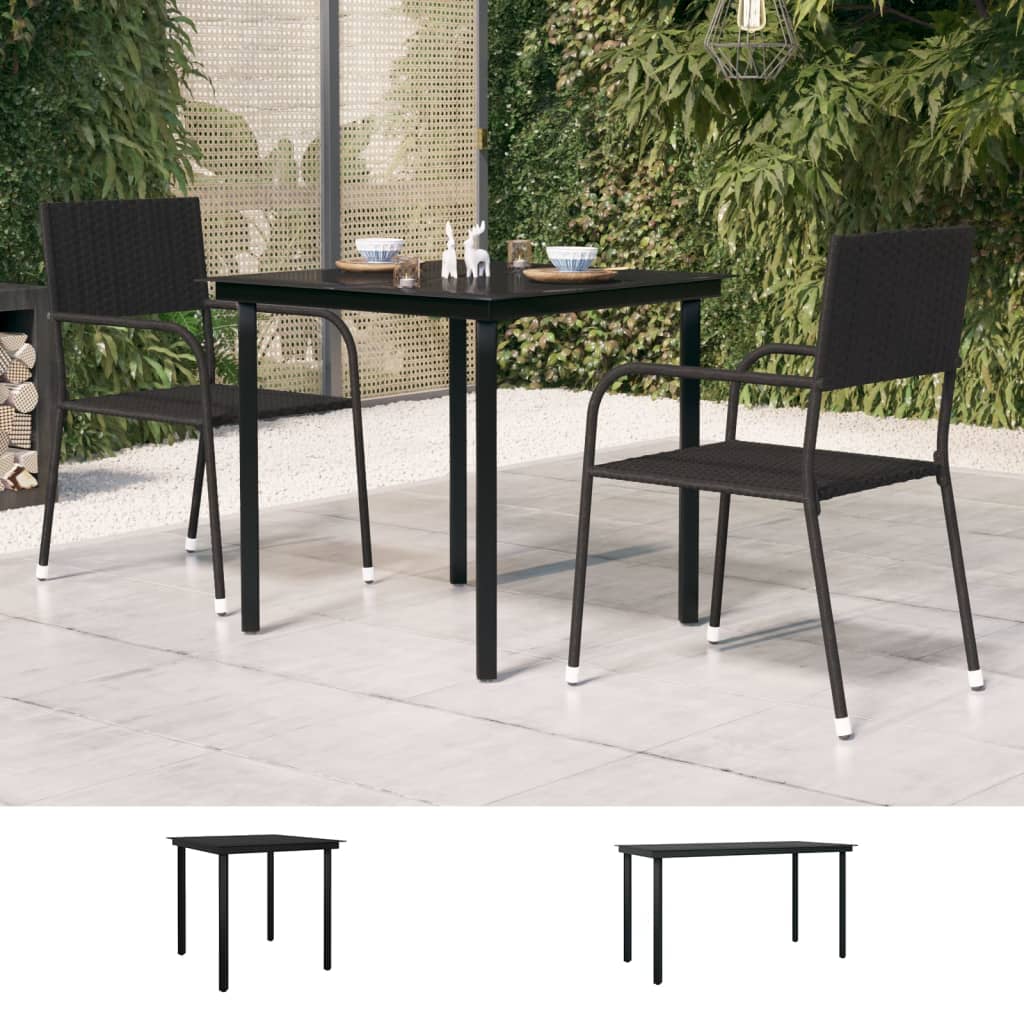 vidaXL Outdoor Dining Table Patio Table with Glass Top Garden Furniture Steel-4