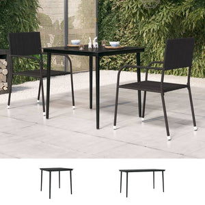 vidaXL Patio Dining Table Black 31.5"x31.5"x29.1" Steel and Glass-0