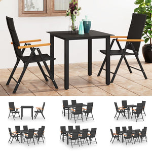 vidaXL Patio Dining Set Outdoor Dining Table and Chair Set Black and Brown-42