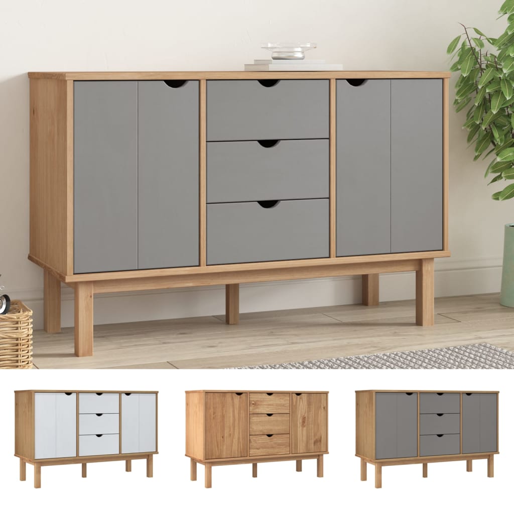 vidaXL Cabinet Storage Console Sideboard for Living Room OTTA Solid Wood Pine-14