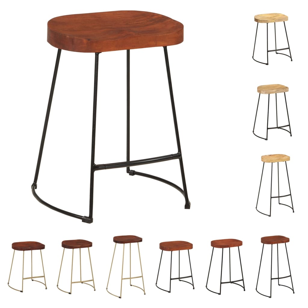 vidaXL Gavin Bar Stools 2 pcs 19.7"x15.7"x30.7" Solid Wood Mango-30