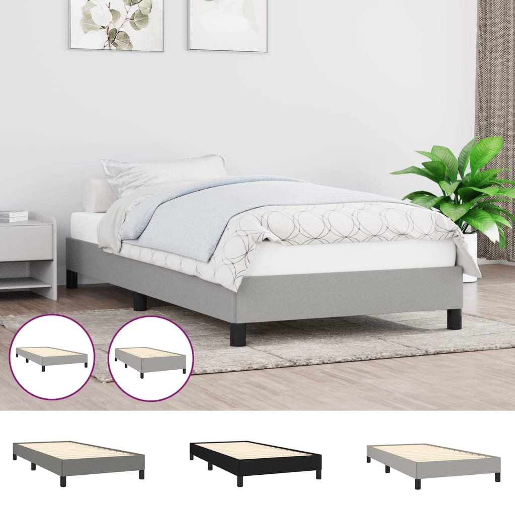 vidaXL Bed Frame Upholstered Platform Bed with Wooden Slats Support Fabric-10