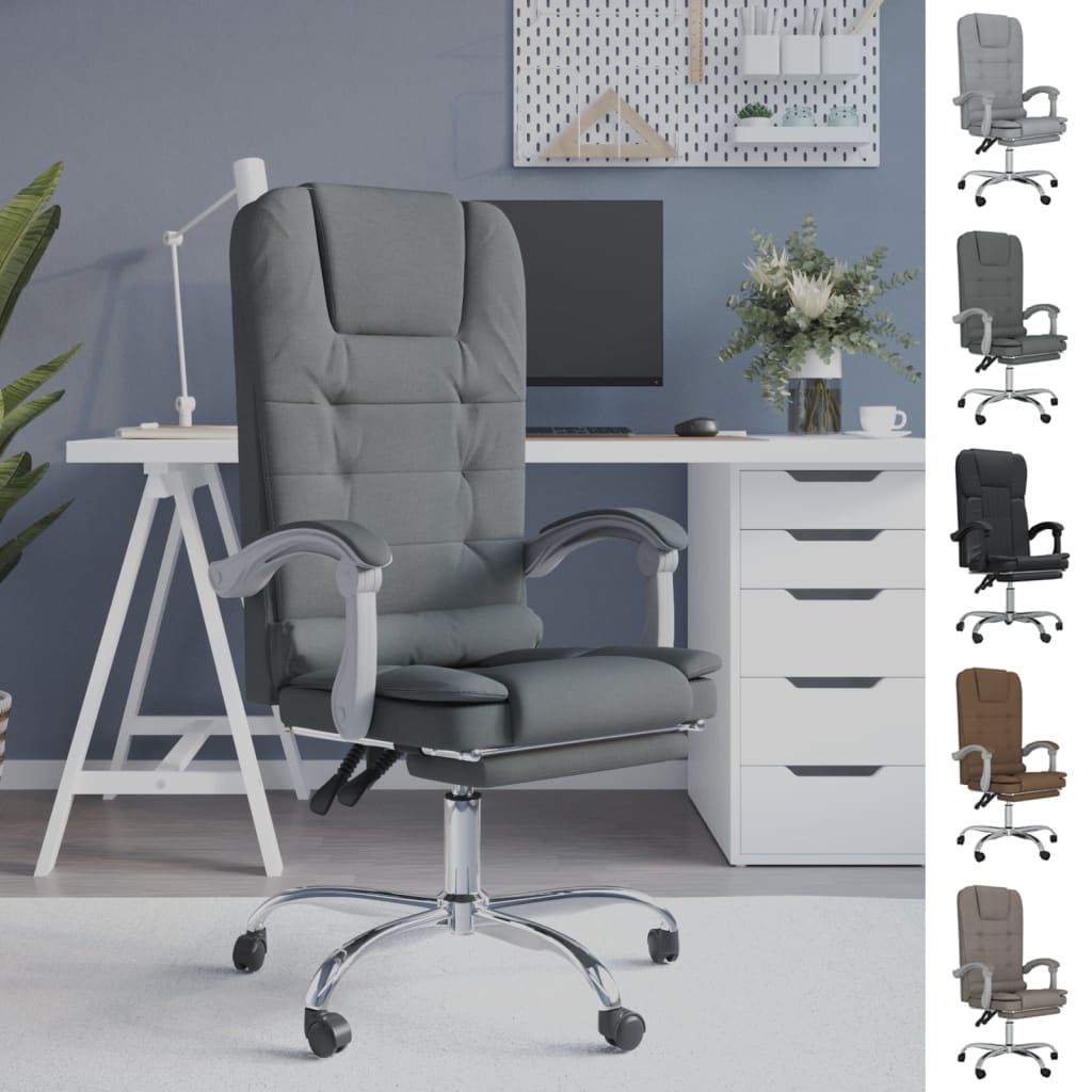 vidaXL Massage Reclining Office Chair Massage Office Adjustable Chair Fabric-2