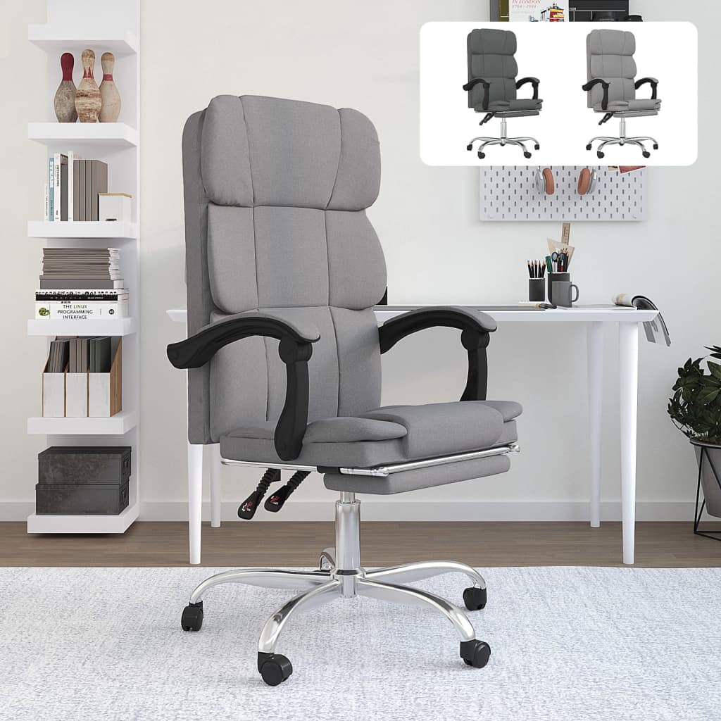 vidaXL Reclining Office Chair Dark Gray Fabric-3