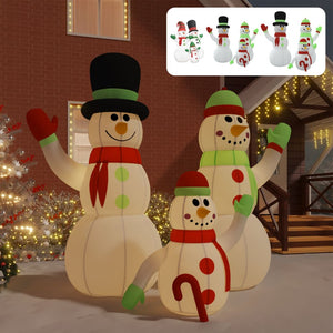 vidaXL Christmas Decoration Inflatable Snowman Family with LEDs Xmas Lighting-12