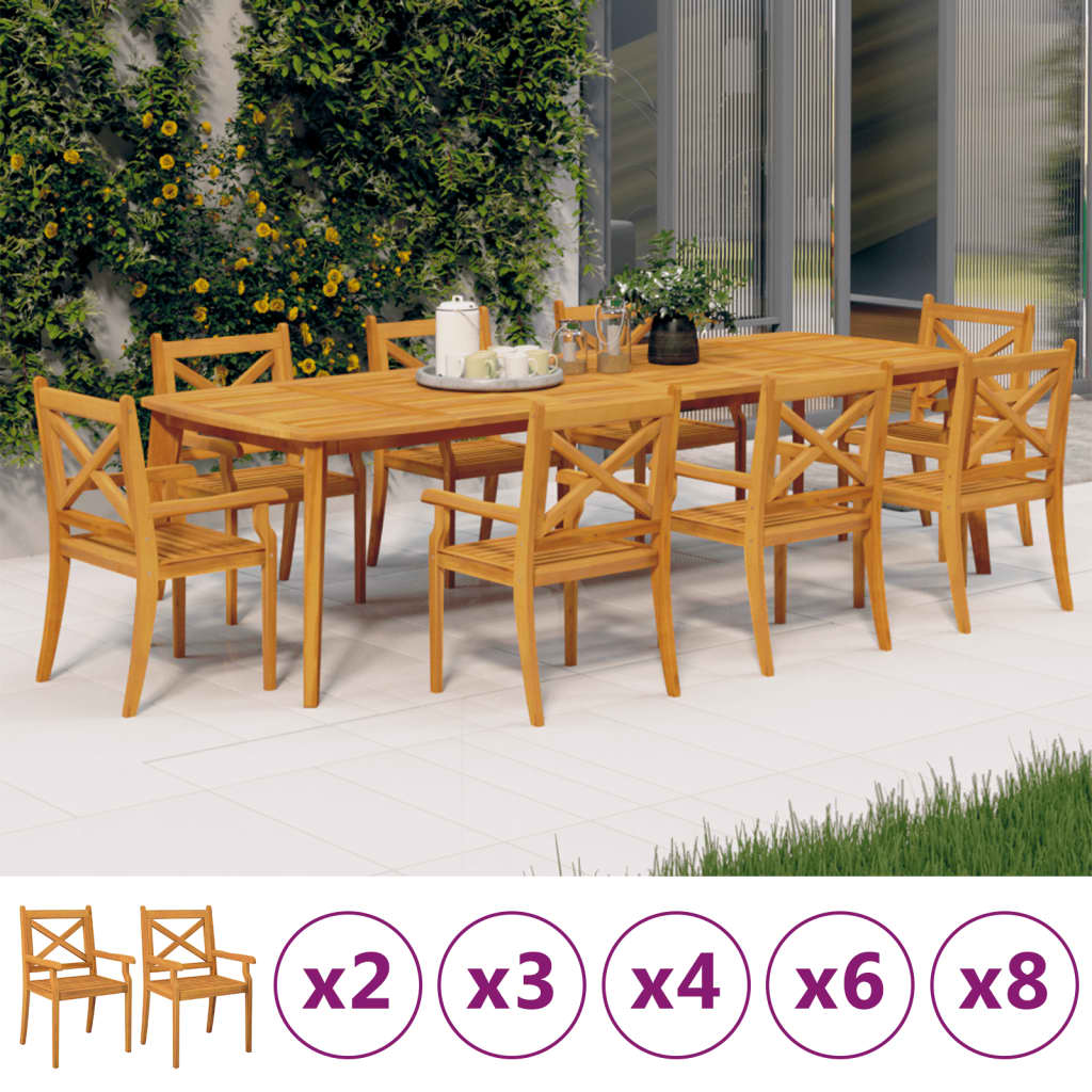 vidaXL Outdoor Dining Chairs Patio Dining Chair with Armrest Solid Wood Acacia-5