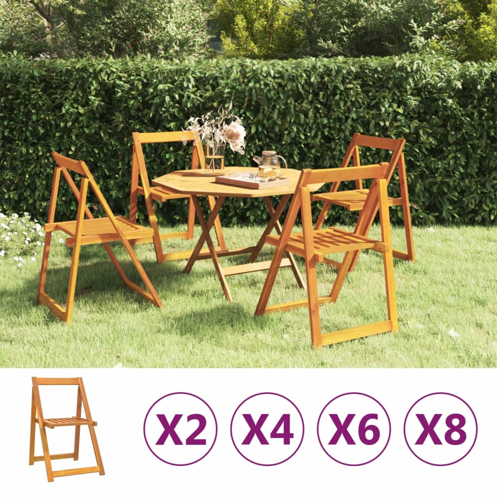 vidaXL Folding Chair Patio Furniture Wooden Dining Chair Solid Wood Acacia-7