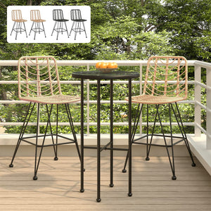 vidaXL Rattan Bar Stool 2 Pcs Stool with Back and Footrest PE Rattan and Steel-9